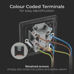 British General Evolve 13A Unswitched Fused Spur with LED Satin Brass with Black Inserts