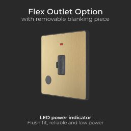 British General Evolve 13A Unswitched Fused Spur with LED Satin Brass with Black Inserts