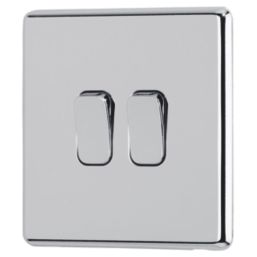 Arlec  10A 2-Gang 2-Way Light Switch  Polished Chrome