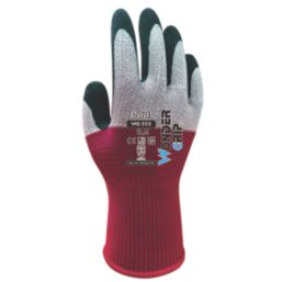 Wonder Grip WG-355 Dual  General Handling Gloves Maroon/Grey Medium