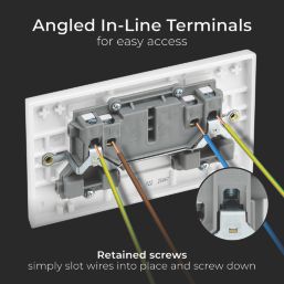 British General 900 Series 13A 2-Gang DP Switched Plug Socket White