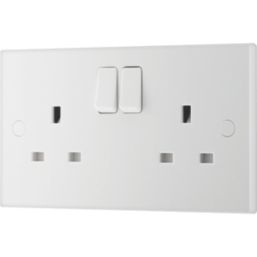British General 900 Series 13A 2-Gang DP Switched Plug Socket White