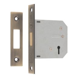 Smith & Locke  3 Lever Antique Brass Deadlock 76mm Case - 57mm Backset
