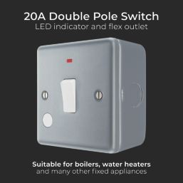 British General  20A 1-Gang DP Metal Clad Control Switch & Flex Outlet with LED with White Inserts