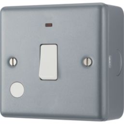 British General  20A 1-Gang DP Metal Clad Control Switch & Flex Outlet with LED with White Inserts