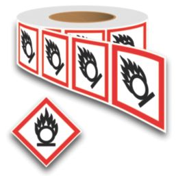 Essentials  Oxidising GHS Labels (Roll) 100mm x 100mm