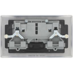 British General Nexus Metal 13A 2-Gang DP Switched Plug Socket Antique Brass  with Black Inserts