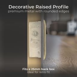 British General Nexus Metal 13A 2-Gang DP Switched Plug Socket Antique Brass  with Black Inserts