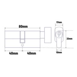 Union  6-Pin Thumbturn Euro Cylinder Lock 40-40 (80mm) Satin Nickel