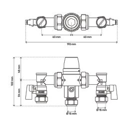 Flomasta  Thermostatic Mixing Valve 15mm