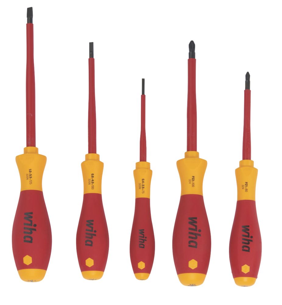 Wiha SoftFinish Mixed VDE Screwdrivers 5 Piece Set Screwfix
