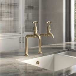 ETAL Alton Bib Cross Head Taps Brushed Brass 1 Pair