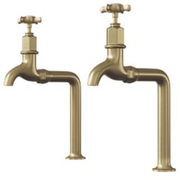 ETAL Alton Bib Cross Head Taps Brushed Brass 1 Pair