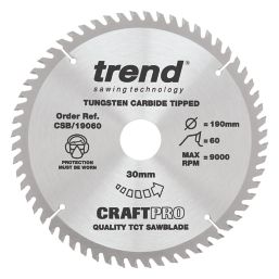 Trend CraftPro Wood/Chipboard/MDF Circular Saw Blade 190mm x 30mm 60T