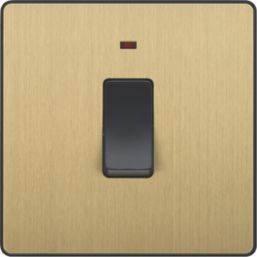 British General Evolve 20A 1-Gang DP Control Switch Satin Brass with LED with Black Inserts