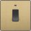 British General Evolve 20A 1-Gang DP Control Switch Satin Brass with LED with Black Inserts
