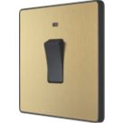 British General Evolve 20A 1-Gang DP Control Switch Satin Brass with LED with Black Inserts