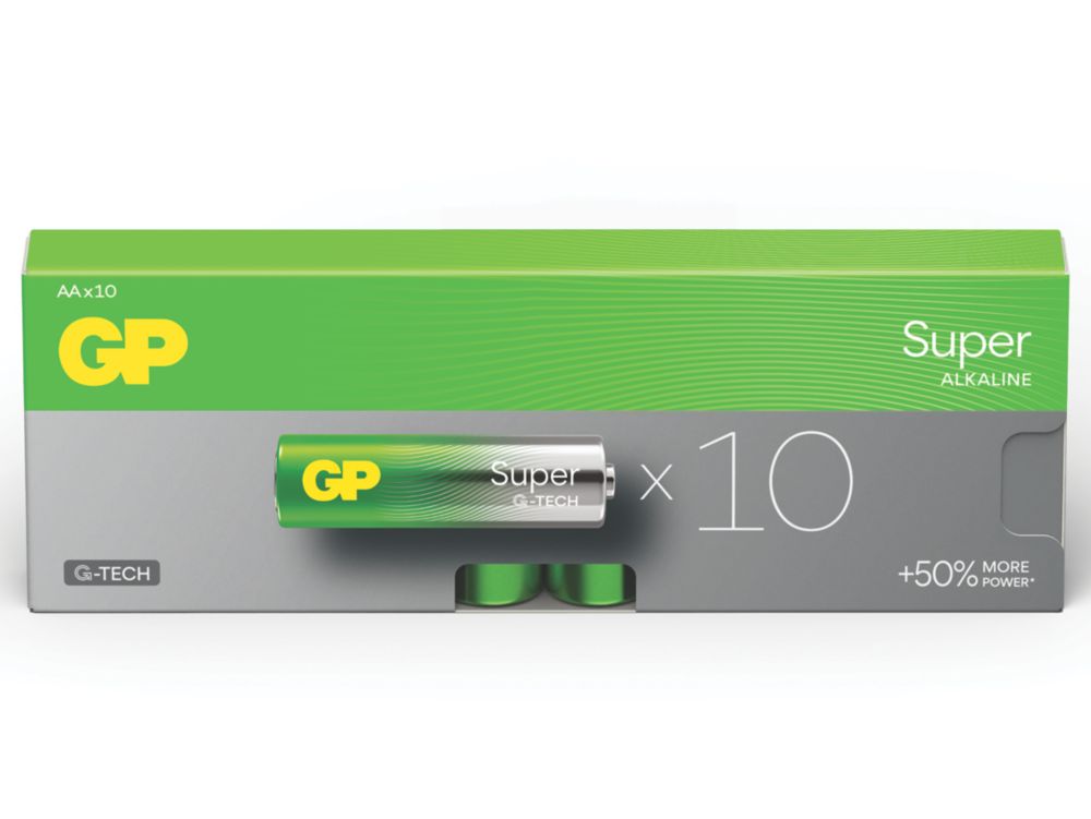 GP Batteries Super AA Alkaline Batteries 10 Pack Screwfix