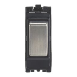 Contactum  20AX Grid DP Control Switch Brushed Steel  with Black Inserts