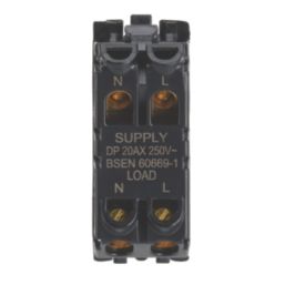 Contactum  20AX Grid DP Control Switch Brushed Steel  with Black Inserts