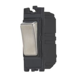 Contactum  20AX Grid DP Control Switch Brushed Steel  with Black Inserts