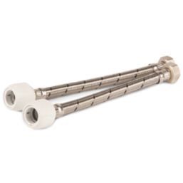 Hep2O Push-Fit Flexible Tap Connectors 15mm x 3/4" x 300mm 2 Pack