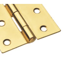 Smith & Locke Polished Brass  Fixed Pin Butt Hinges 100mm x 71mm 2 Pack