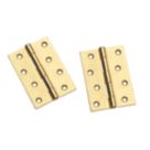 Smith & Locke Polished Brass  Fixed Pin Butt Hinges 100mm x 71mm 2 Pack