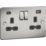 Knightsbridge  13A 2-Gang SP Switched Socket + 4.0A 20W 2-Outlet Type A & C USB Charger Brushed Chrome with Black Inserts