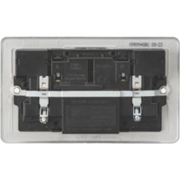 Knightsbridge  13A 2-Gang SP Switched Socket + 4.0A 20W 2-Outlet Type A & C USB Charger Brushed Chrome with Black Inserts