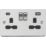 Knightsbridge  13A 2-Gang SP Switched Socket + 4.0A 20W 2-Outlet Type A & C USB Charger Brushed Chrome with Black Inserts