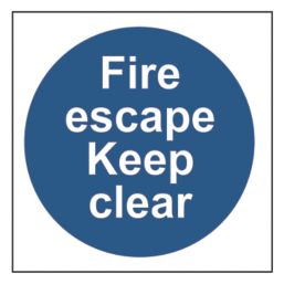 Essentials  Non Photoluminescent "Fire Escape Keep Clear" Sign 100mm x 100mm