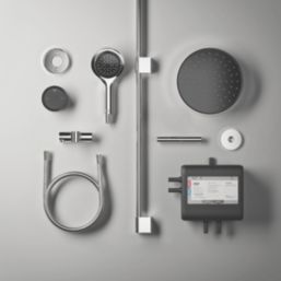 Mira Platinum HP/Combi Ceiling-Fed Black/Chrome Thermostatic Wireless Dual Outlet Digital Mixer Shower