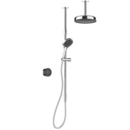 Mira Platinum HP/Combi Ceiling-Fed Black/Chrome Thermostatic Wireless Dual Outlet Digital Mixer Shower