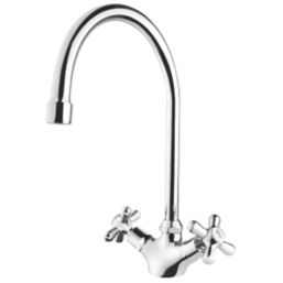 Swirl Cascade Dual-Lever Kitchen Mono Mixer Tap Chrome