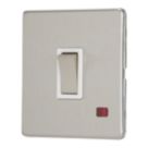 Contactum Lyric 20A 1-Gang DP Control Switch Brushed Steel with Neon with White Inserts