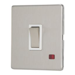 Contactum Lyric 20A 1-Gang DP Control Switch Brushed Steel with Neon with White Inserts