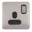 Schneider Electric Lisse Deco 13A 1-Gang SP Switched Plug Socket Brushed Stainless Steel  with Black Inserts