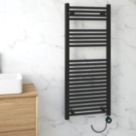 Flomasta 1200mm x 500mm 1023BTU Black Flat Electric Towel Radiator