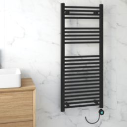 Flomasta 1200mm x 500mm 1023BTU Black Flat Electric Towel Radiator