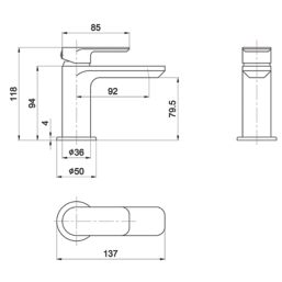 Highlife Bathrooms Rona Brushed Brass 118mm Cloakroom Lever Mono Basin Mixer Tap  With Clicker Waste
