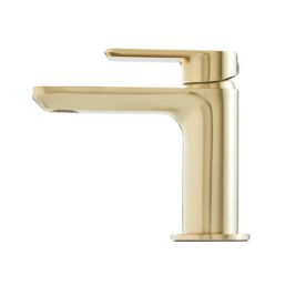 Highlife Bathrooms Rona Brushed Brass 118mm Cloakroom Lever Mono Basin Mixer Tap  With Clicker Waste