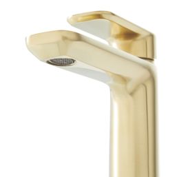 Highlife Bathrooms Rona Brushed Brass 118mm Cloakroom Lever Mono Basin Mixer Tap  With Clicker Waste