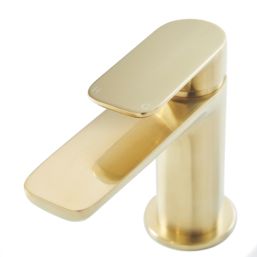 Highlife Bathrooms Rona Brushed Brass 118mm Cloakroom Lever Mono Basin Mixer Tap  With Clicker Waste