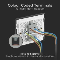 British General Evolve 20A 1-Gang DP Control Switch Grey with LED with Black Inserts