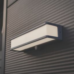 Lutec Doblo Outdoor LED Solar Wall Light With PIR Sensor Dark Grey 1800lm