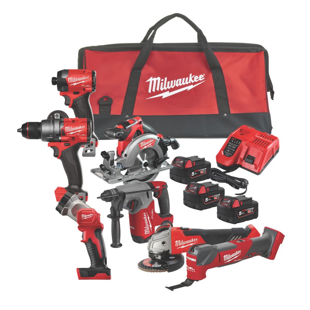 Milwaukee M18 FPP2A3-502X FUEL Gen 4 18V 2 x 5.0Ah Li-Ion RedLithium  Brushless Cordless Twin Pack - Screwfix