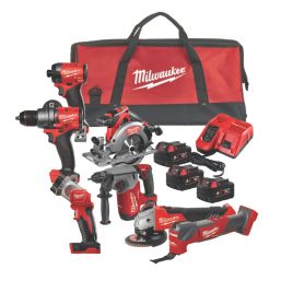 Milwaukee M18 FPP7A3-503B FUEL 18V 3 x 5.0Ah Li-Ion RedLithium Brushless Cordless 7 Piece Power Tool Kit