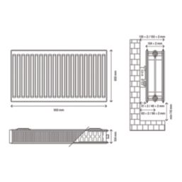 Flomasta 600mm x 900mm 5249BTU White Type 22 Convector Radiator