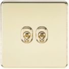 Knightsbridge  10AX 2-Gang 2-Way Light Switch  Polished Brass